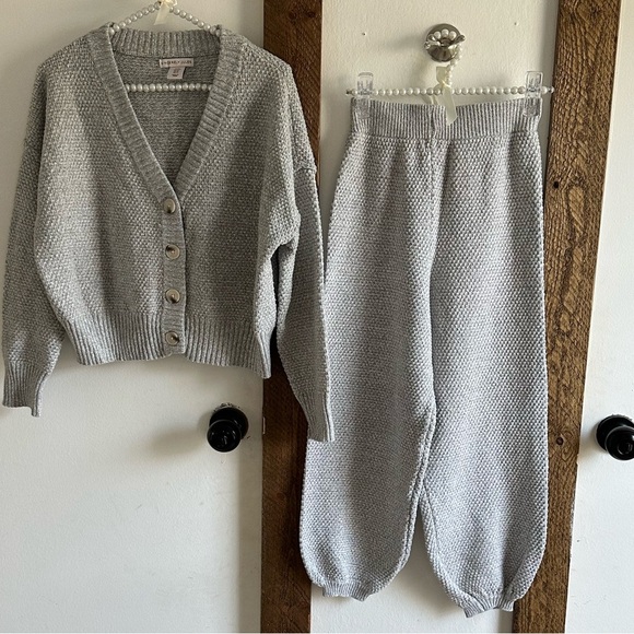 New Sincerely Jules Knit Lounge Set Button Crop Cardigan Sweater & Pants XS - Picture 8 of 16